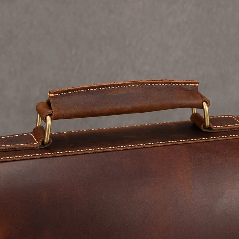 Luufan Men's Laptop Briefcase Genuine Leather Handbag Casual Daily Working Tote Male Computer Bag Shoulder Bags For A4 Documents