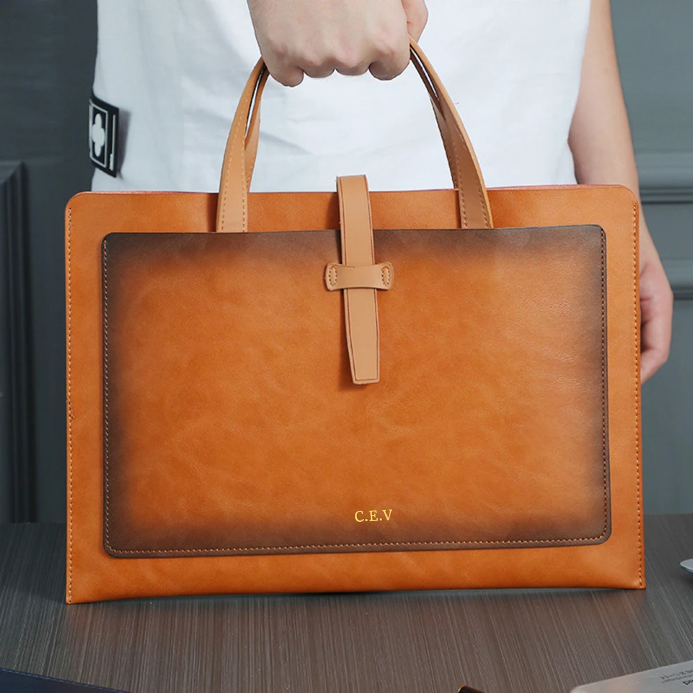 Luxury Design Fashion Laptop Bag For Woman Custom Name Business Office Daily Cross Body Briefcase Leather Large Capacity Handbag