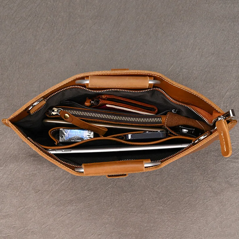 High Fashion Luxury Clutch Bag Men's A4 File Document Purse Wallet Top Layer Ipad Leather Business Bag Briefcase Cowkskin