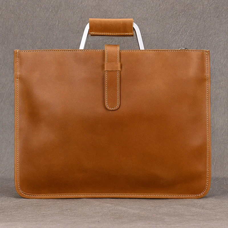 High Fashion Luxury Clutch Bag Men's A4 File Document Purse Wallet Top Layer Ipad Leather Business Bag Briefcase Cowkskin