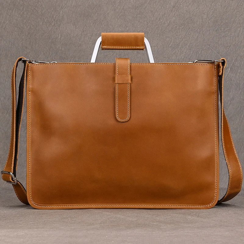 High Fashion Luxury Clutch Bag Men's A4 File Document Purse Wallet Top Layer Ipad Leather Business Bag Briefcase Cowkskin
