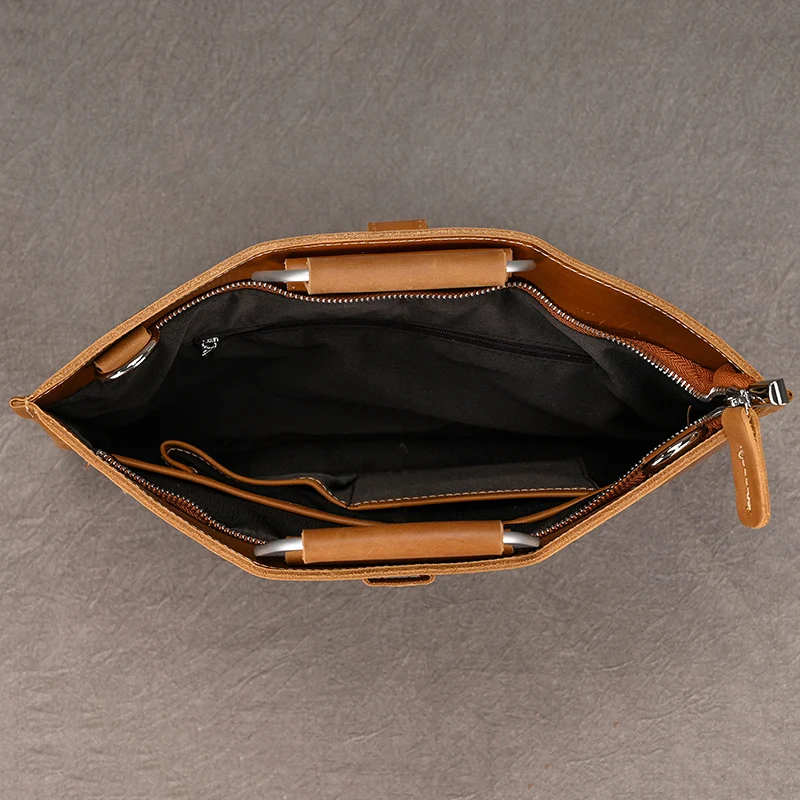 High Fashion Luxury Clutch Bag Men's A4 File Document Purse Wallet Top Layer Ipad Leather Business Bag Briefcase Cowkskin