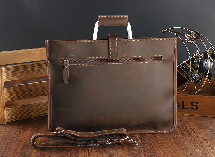 High Fashion Luxury Clutch Bag Men's A4 File Document Purse Wallet Top Layer Ipad Leather Business Bag Briefcase Cowkskin