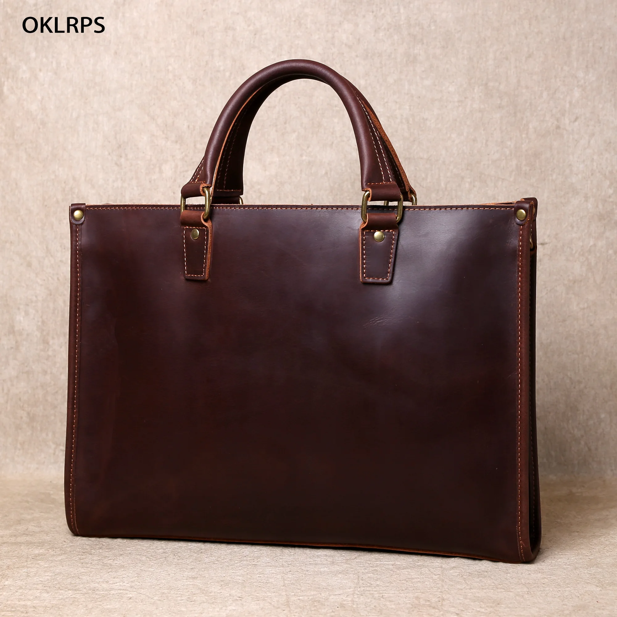 Original Ultra-Simple High Quality Men's Leather Document Baotou Layer Cowhide Computer Bag Business Trip Office Handbag