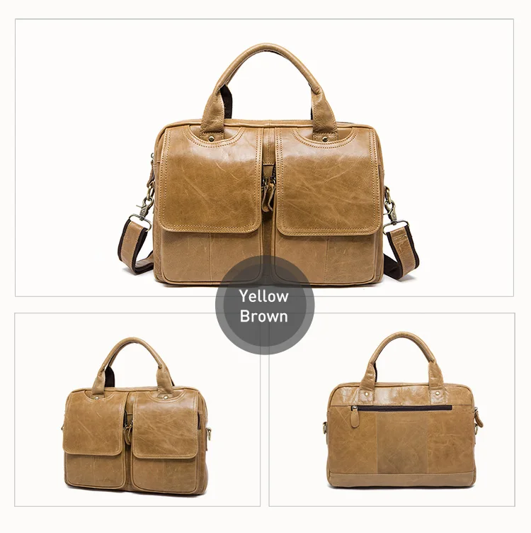 WESTAL Men's Bag Genuine Leather Men's Briefcases Laptop Bag Leather Totes for Document Office Bags for Men Messenger Bags 8002