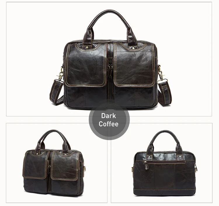 WESTAL Men's Bag Genuine Leather Men's Briefcases Laptop Bag Leather Totes for Document Office Bags for Men Messenger Bags 8002
