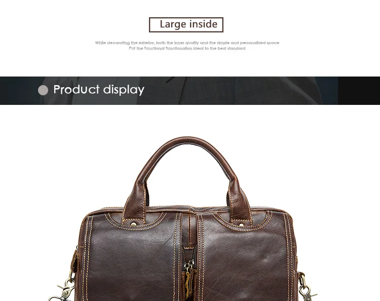 WESTAL Men's Bag Genuine Leather Men's Briefcases Laptop Bag Leather Totes for Document Office Bags for Men Messenger Bags 8002