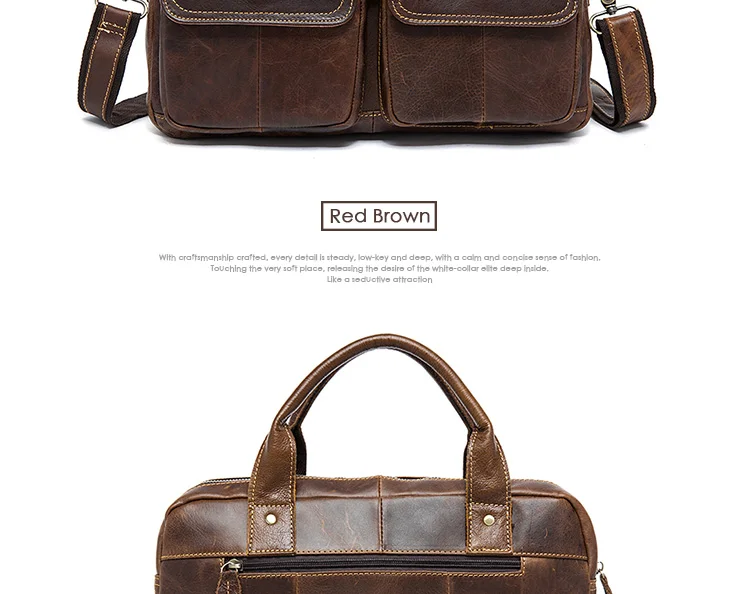 WESTAL Men's Bag Genuine Leather Men's Briefcases Laptop Bag Leather Totes for Document Office Bags for Men Messenger Bags 8002