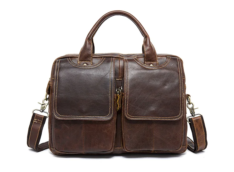 WESTAL Men's Bag Genuine Leather Men's Briefcases Laptop Bag Leather Totes for Document Office Bags for Men Messenger Bags 8002