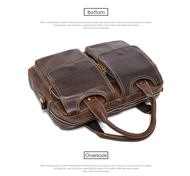 WESTAL Men's Bag Genuine Leather Men's Briefcases Laptop Bag Leather Totes for Document Office Bags for Men Messenger Bags 8002
