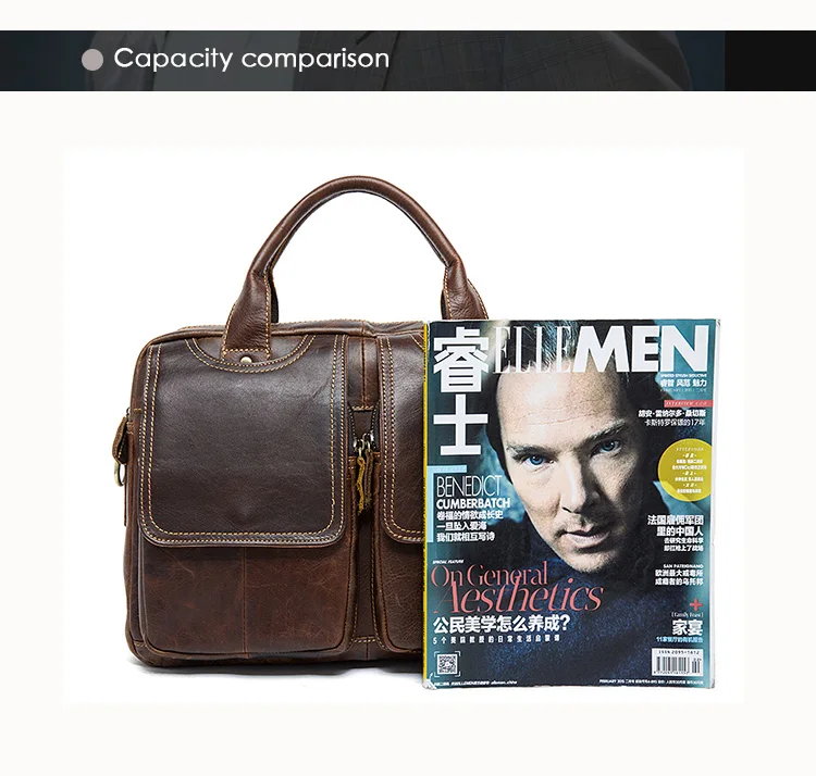 WESTAL Men's Bag Genuine Leather Men's Briefcases Laptop Bag Leather Totes for Document Office Bags for Men Messenger Bags 8002