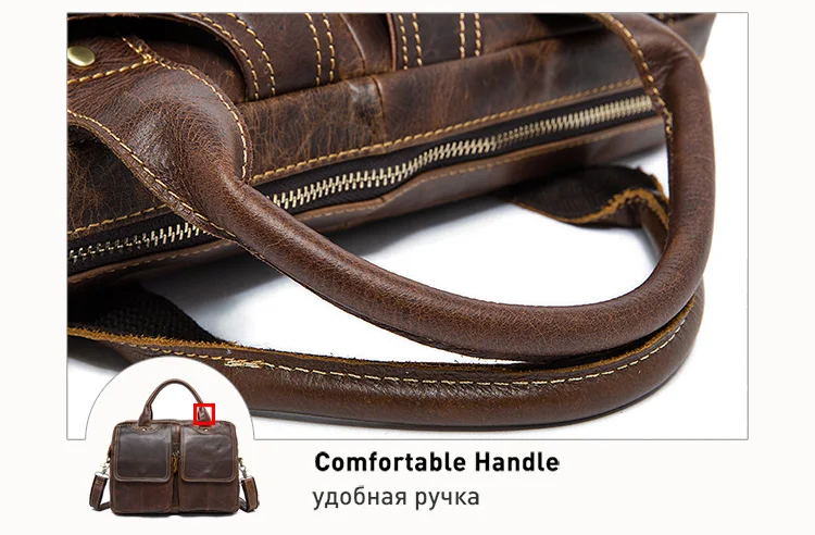 WESTAL Men's Bag Genuine Leather Men's Briefcases Laptop Bag Leather Totes for Document Office Bags for Men Messenger Bags 8002