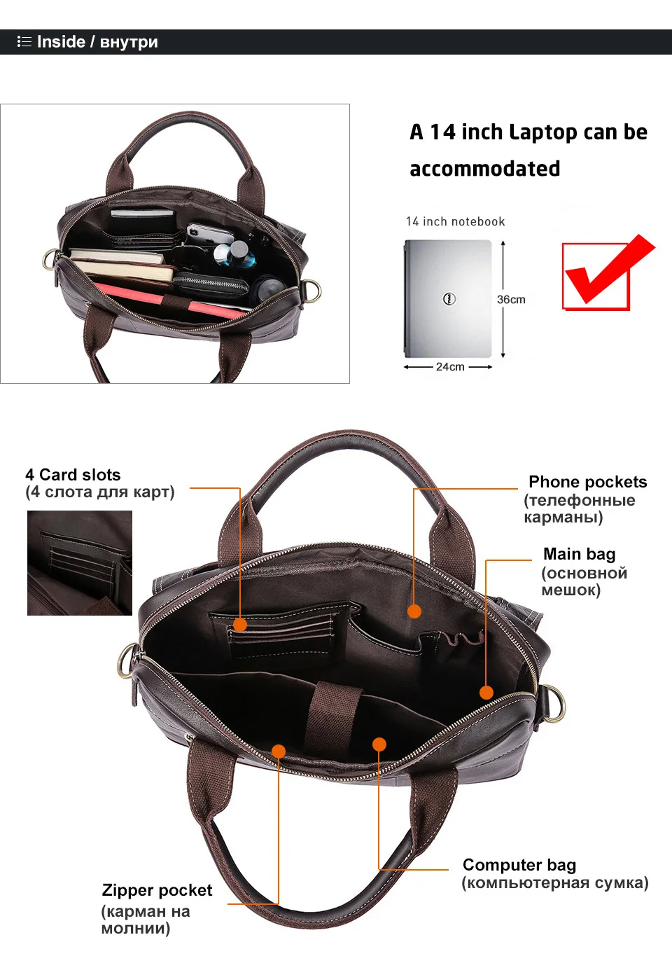 WESTAL Men's Bag Genuine Leather Men's Briefcases Laptop Bag Leather Totes for Document Office Bags for Men Messenger Bags 8002