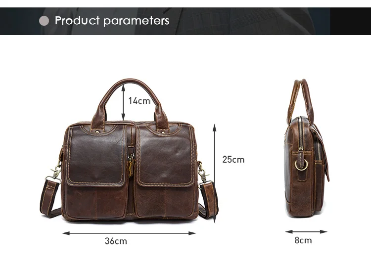 WESTAL Men's Bag Genuine Leather Men's Briefcases Laptop Bag Leather Totes for Document Office Bags for Men Messenger Bags 8002