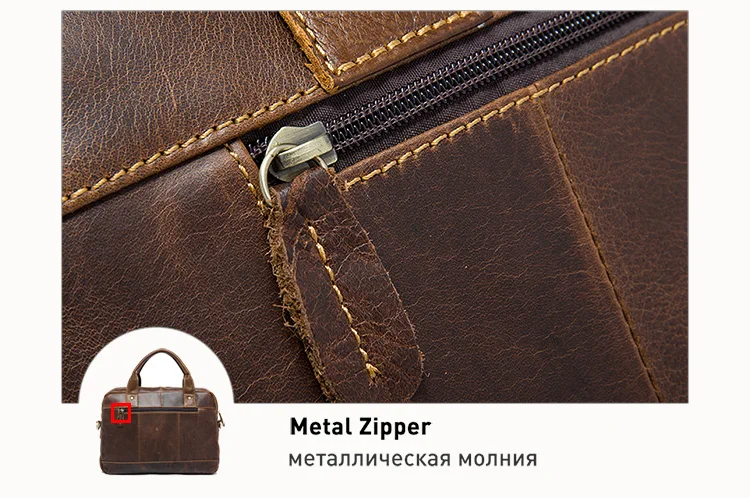 WESTAL Men's Bag Genuine Leather Men's Briefcases Laptop Bag Leather Totes for Document Office Bags for Men Messenger Bags 8002