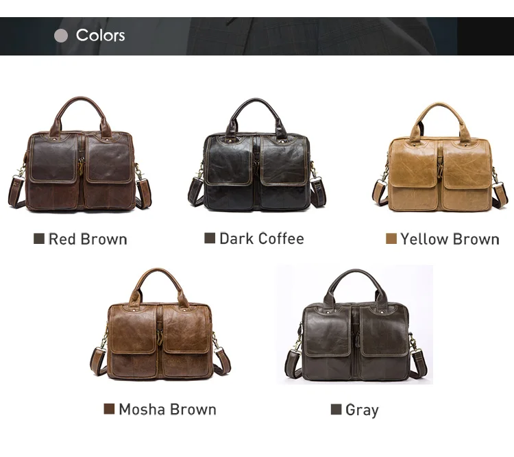 WESTAL Men's Bag Genuine Leather Men's Briefcases Laptop Bag Leather Totes for Document Office Bags for Men Messenger Bags 8002