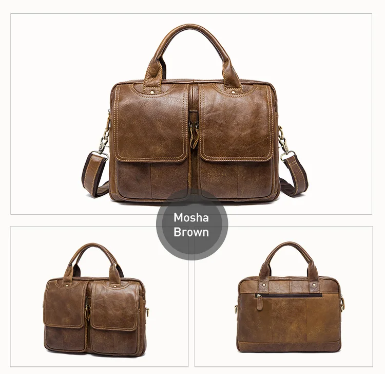 WESTAL Men's Bag Genuine Leather Men's Briefcases Laptop Bag Leather Totes for Document Office Bags for Men Messenger Bags 8002