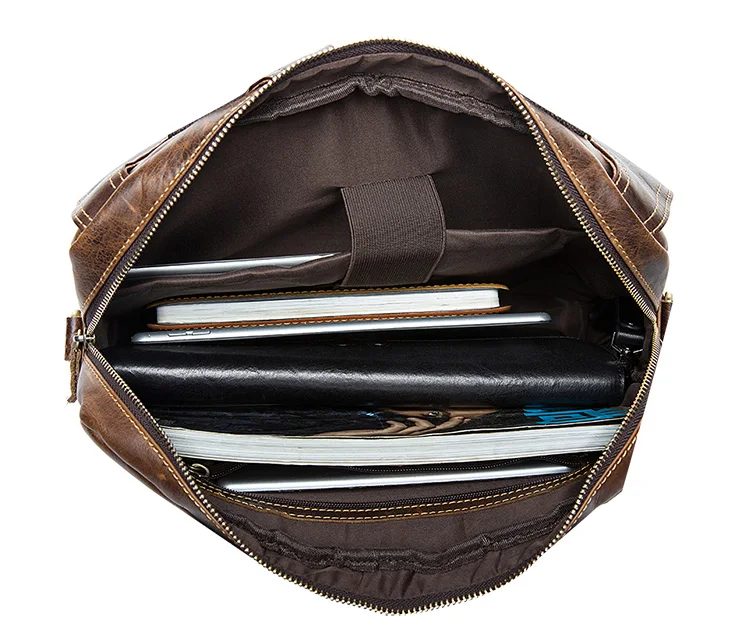 WESTAL Men's Bag Genuine Leather Men's Briefcases Laptop Bag Leather Totes for Document Office Bags for Men Messenger Bags 8002