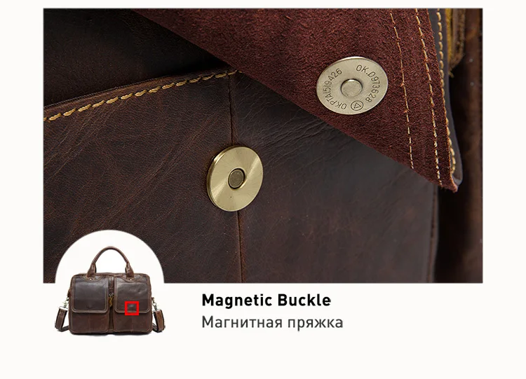WESTAL Men's Bag Genuine Leather Men's Briefcases Laptop Bag Leather Totes for Document Office Bags for Men Messenger Bags 8002
