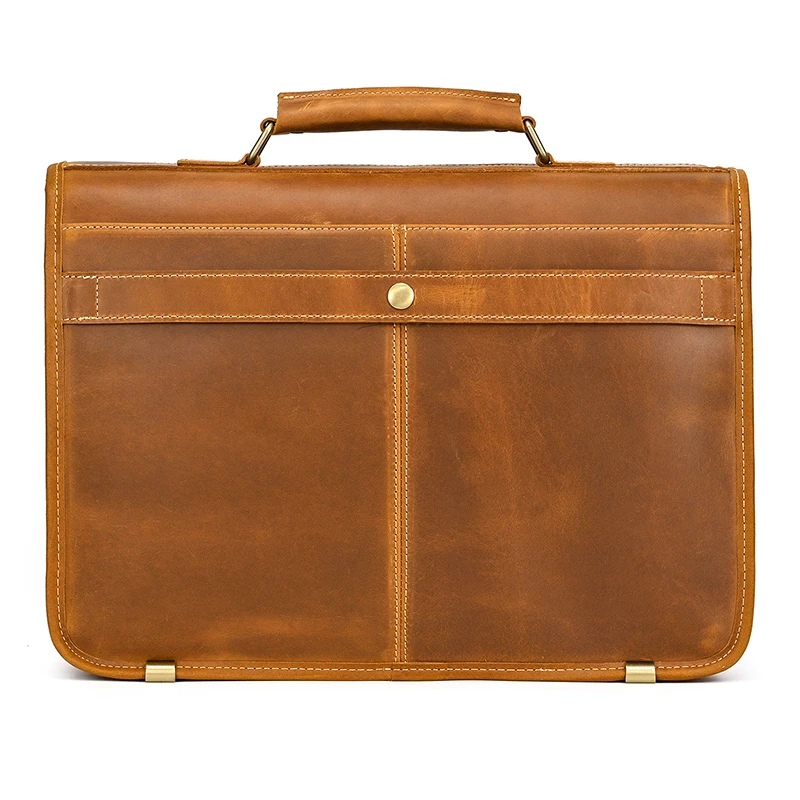 Luxury Fashion 100% Genuine Leather Men Briefcase Cow Leather Laptop Bag Vintage Shoulder Bag Real Cowhide Computer Bag 15.6"