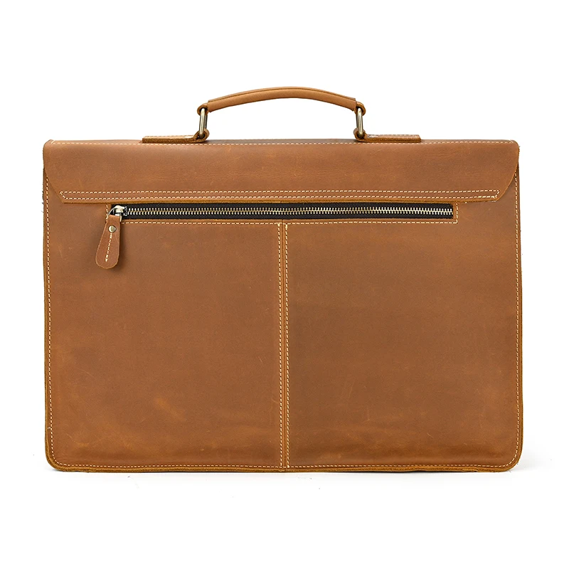 Luxury Fashion 100% Genuine Leather Men Briefcase Cow Leather Laptop Bag Vintage Shoulder Bag Real Cowhide Computer Bag 15.6"
