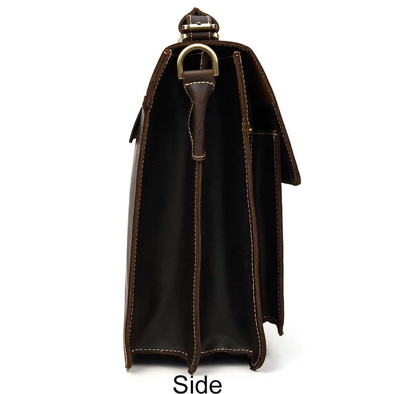 Luxury Fashion 100% Genuine Leather Men Briefcase Cow Leather Laptop Bag Vintage Shoulder Bag Real Cowhide Computer Bag 15.6"