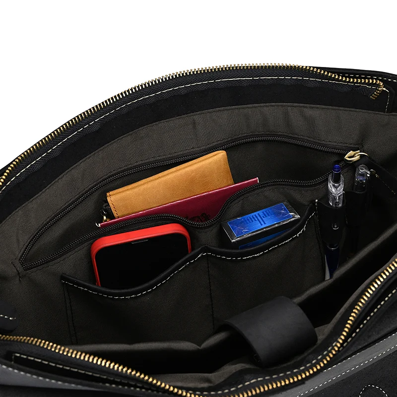 Luxury Fashion 100% Genuine Leather Men Briefcase Cow Leather Laptop Bag Vintage Shoulder Bag Real Cowhide Computer Bag 15.6"