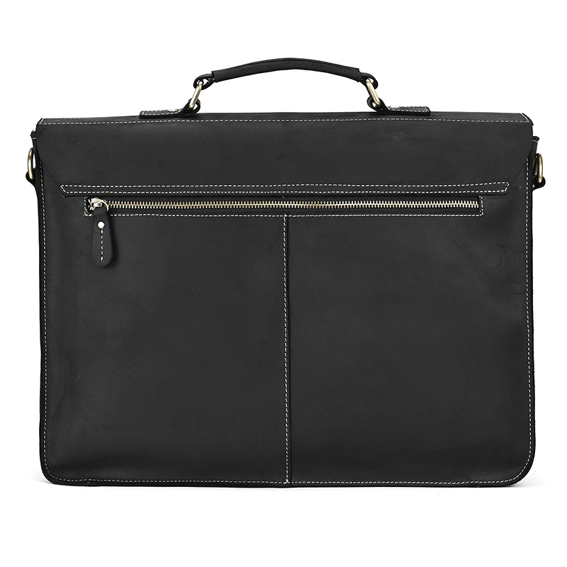 Luxury Fashion 100% Genuine Leather Men Briefcase Cow Leather Laptop Bag Vintage Shoulder Bag Real Cowhide Computer Bag 15.6"