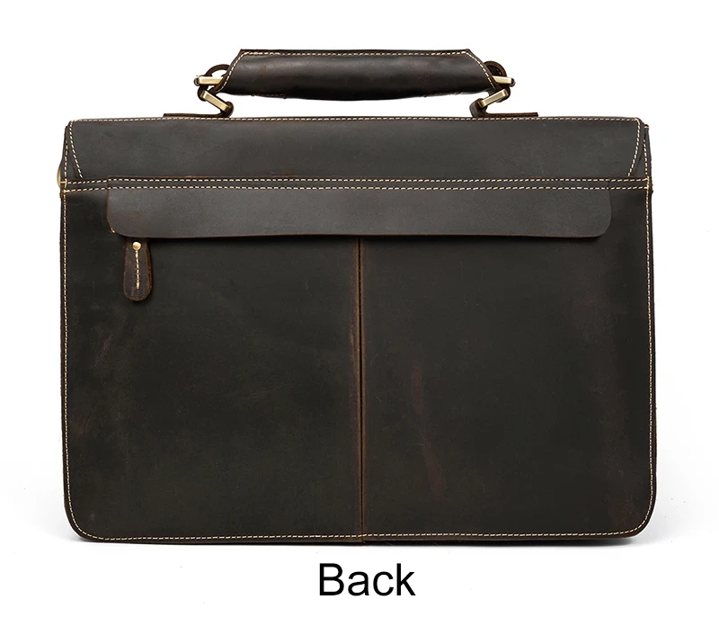 Luxury Fashion 100% Genuine Leather Men Briefcase Cow Leather Laptop Bag Vintage Shoulder Bag Real Cowhide Computer Bag 15.6"