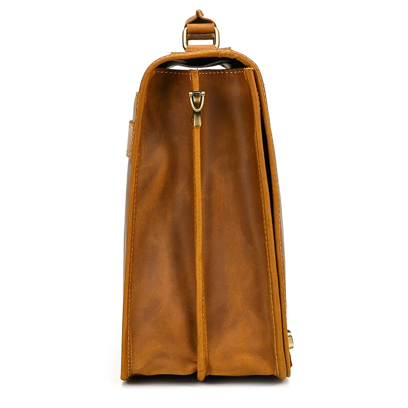 Luxury Fashion 100% Genuine Leather Men Briefcase Cow Leather Laptop Bag Vintage Shoulder Bag Real Cowhide Computer Bag 15.6"