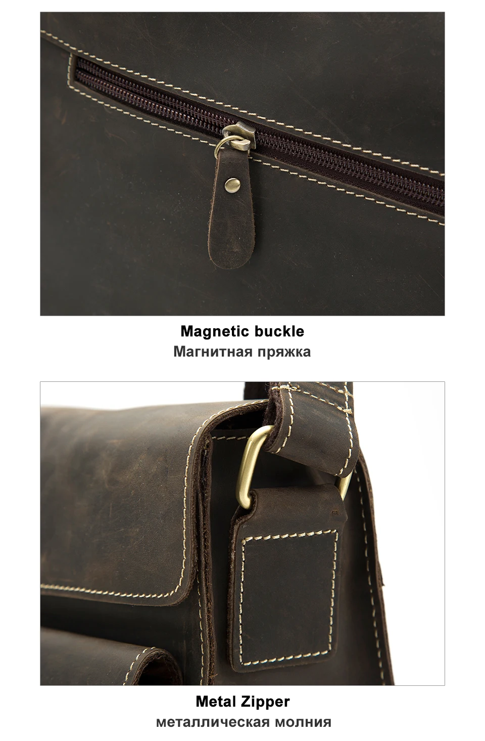 WESTAL Crazy Horse Leather Men's Briefcases Laptop Bag Office Bags for Men Cover Messenger Bags Men's Leather Bag Computer Bags