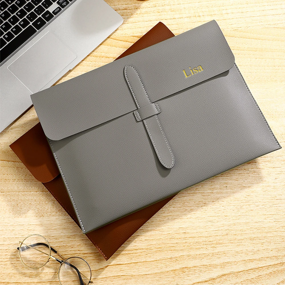 Customized Name Leather Buckle A4 File Bag, Business Document Bag, Examination Material Bag, Official Document Bag