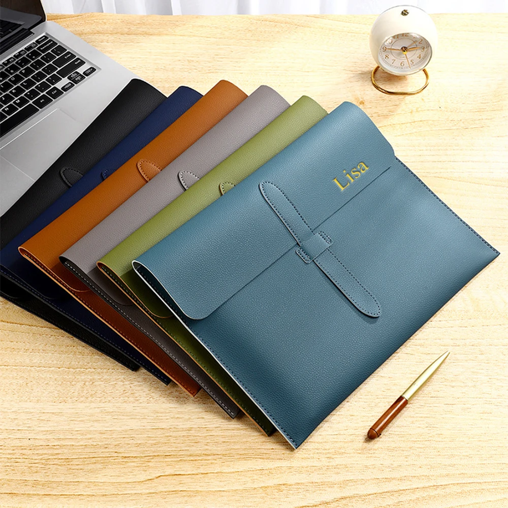 Customized Name Leather Buckle A4 File Bag, Business Document Bag, Examination Material Bag, Official Document Bag