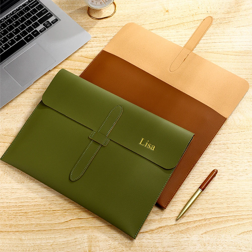 Customized Name Leather Buckle A4 File Bag, Business Document Bag, Examination Material Bag, Official Document Bag