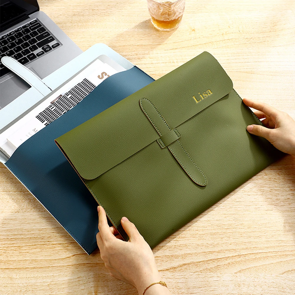 Customized Name Leather Buckle A4 File Bag, Business Document Bag, Examination Material Bag, Official Document Bag