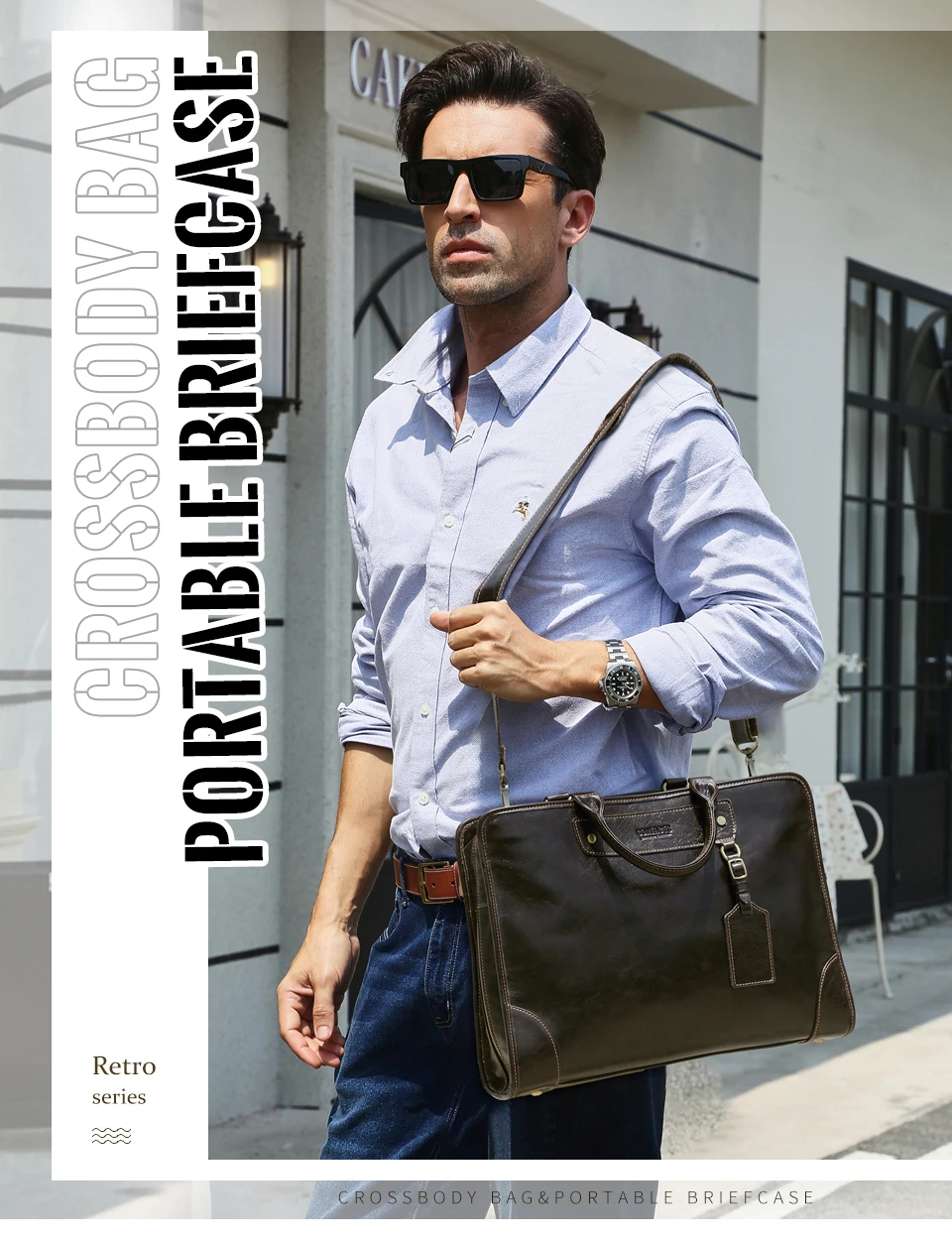 CONTACT'S Genuine Leather Business Bags for Men Luxury Designer Briefcase Office Bag Male Tote Laptop Bags for 14" Macbook Pro