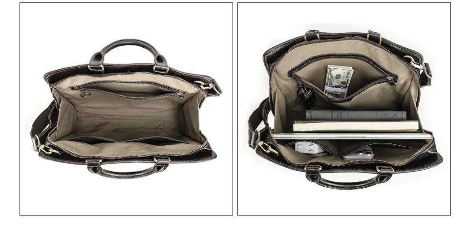 CONTACT'S Genuine Leather Business Bags for Men Luxury Designer Briefcase Office Bag Male Tote Laptop Bags for 14" Macbook Pro