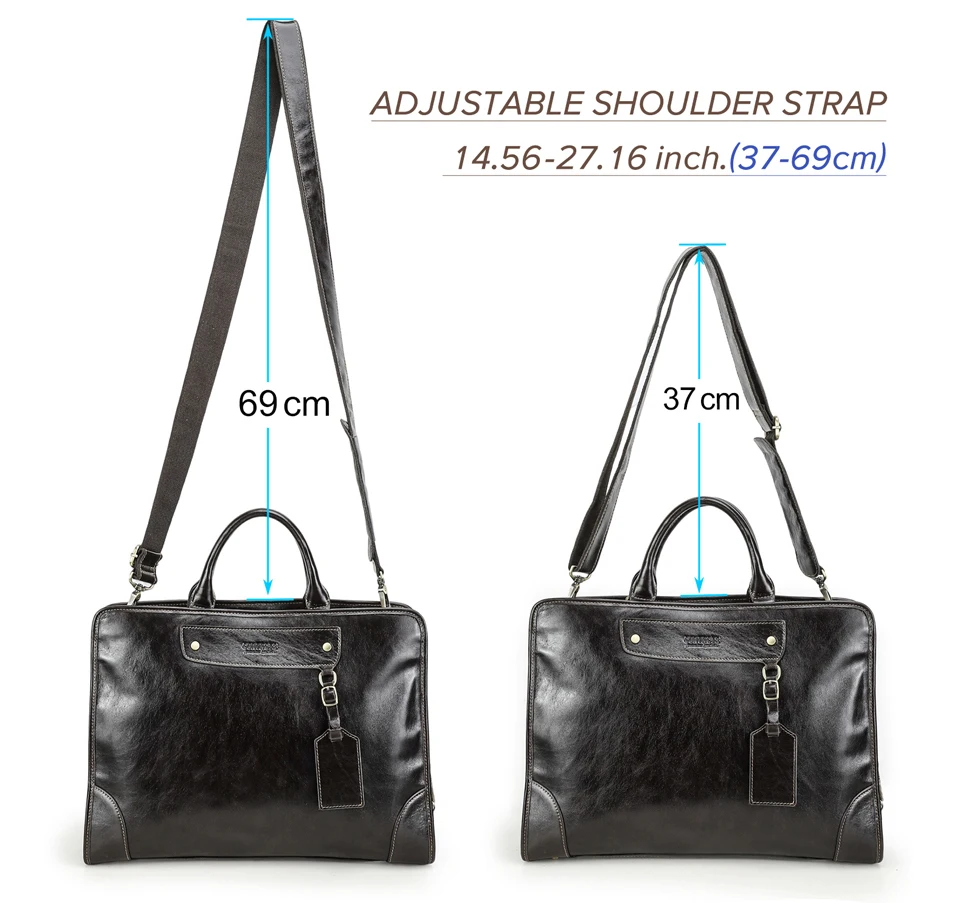 CONTACT'S Genuine Leather Business Bags for Men Luxury Designer Briefcase Office Bag Male Tote Laptop Bags for 14" Macbook Pro
