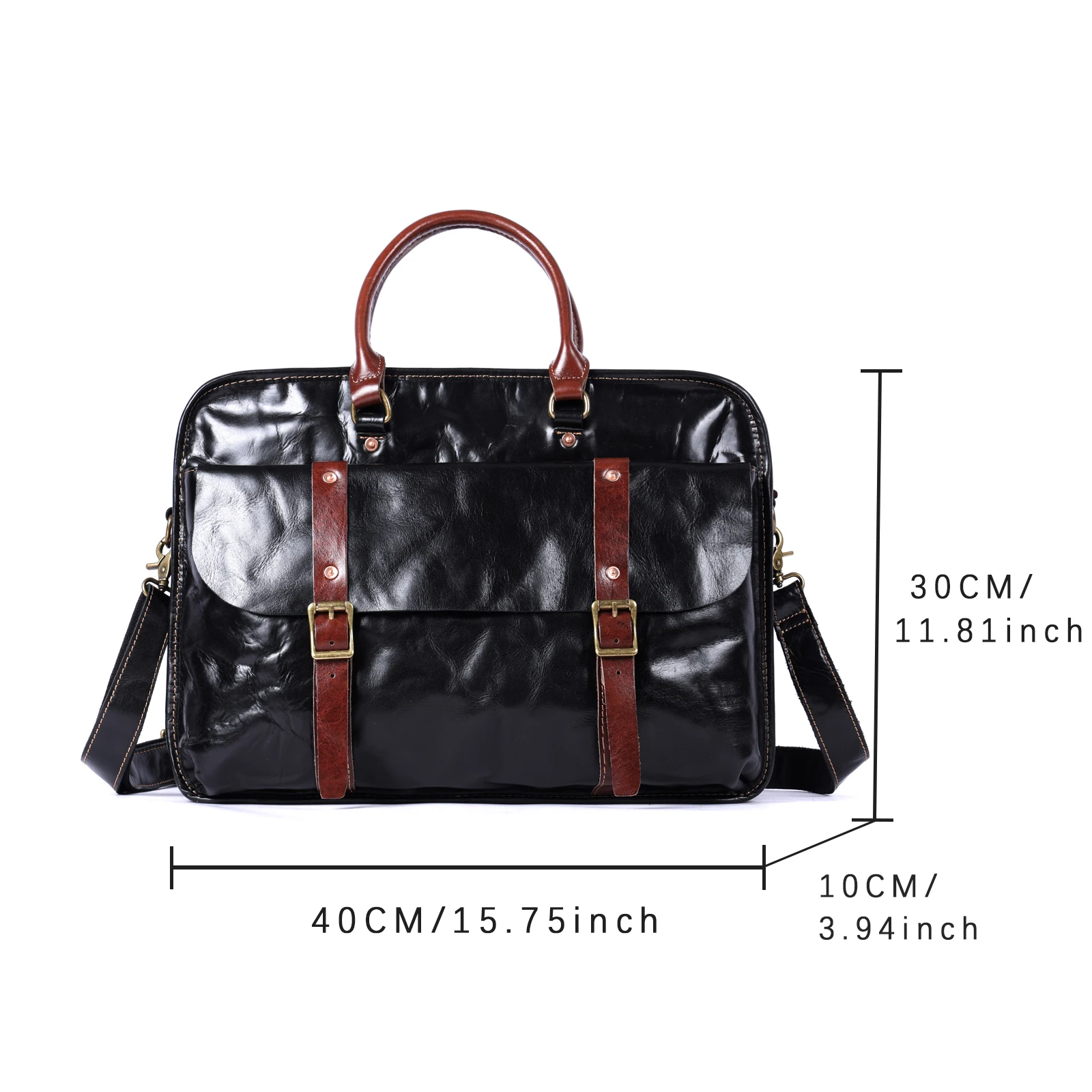 Genuine Leather Men's Brifecase 15 Inch Laptop Bags Simple Cowhide Messenger Bag Vegetable-tanned Leather Business Casual Style