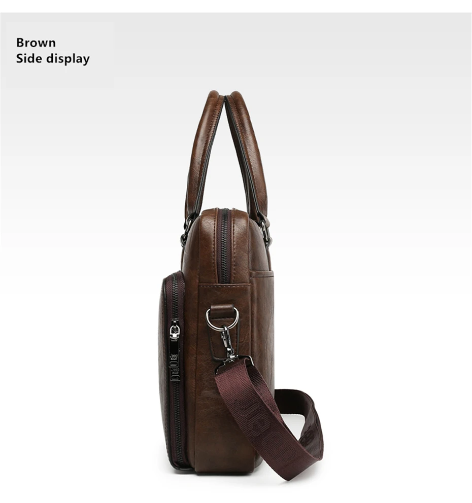 JEEP BULUO High Quality 14 In Laptop Business Bag Men Briefcases For Man Handbags Split Leather Office Large Capacity Bags