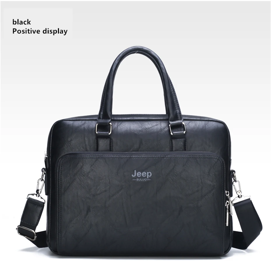 JEEP BULUO High Quality 14 In Laptop Business Bag Men Briefcases For Man Handbags Split Leather Office Large Capacity Bags