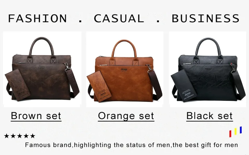 JEEP BULUO High Quality 14 In Laptop Business Bag Men Briefcases For Man Handbags Split Leather Office Large Capacity Bags
