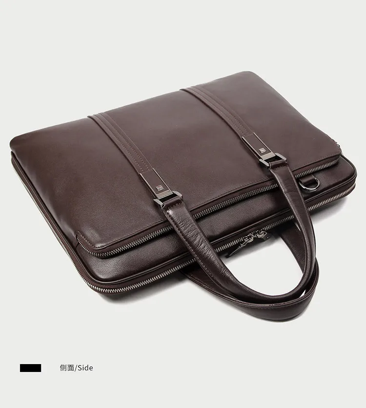 Luxury Genuine Leather Briefcase Men Leather Business Bag 15.6" Laptop Bag 14 Male Office Bag Document File Case Shoulder Bag
