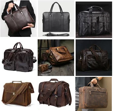 Luxury Genuine Leather Briefcase Men Leather Business Bag 15.6" Laptop Bag 14 Male Office Bag Document File Case Shoulder Bag