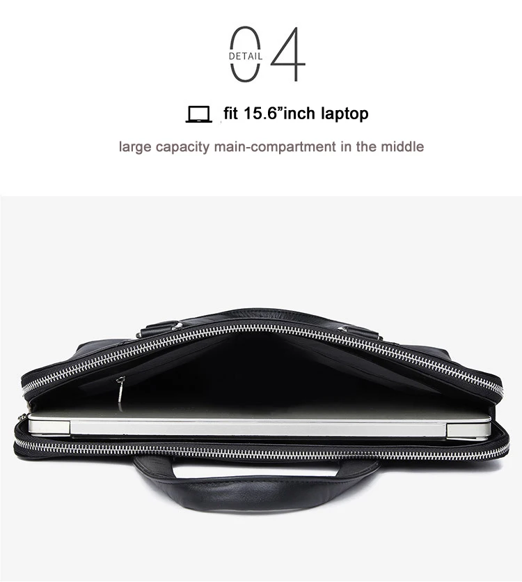 Luxury Genuine Leather Briefcase Men Leather Business Bag 15.6" Laptop Bag 14 Male Office Bag Document File Case Shoulder Bag