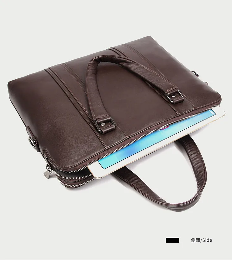 Luxury Genuine Leather Briefcase Men Leather Business Bag 15.6" Laptop Bag 14 Male Office Bag Document File Case Shoulder Bag