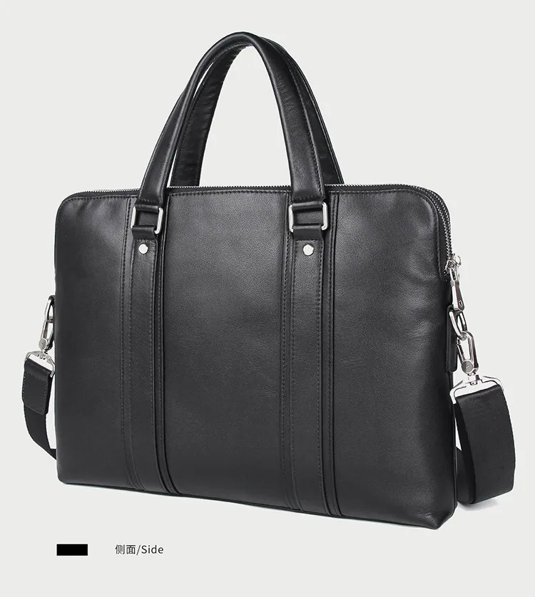 Luxury Genuine Leather Briefcase Men Leather Business Bag 15.6" Laptop Bag 14 Male Office Bag Document File Case Shoulder Bag