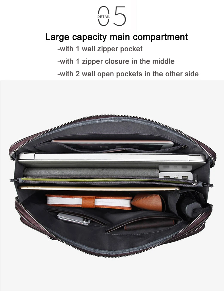 Luxury Genuine Leather Briefcase Men Leather Business Bag 15.6" Laptop Bag 14 Male Office Bag Document File Case Shoulder Bag
