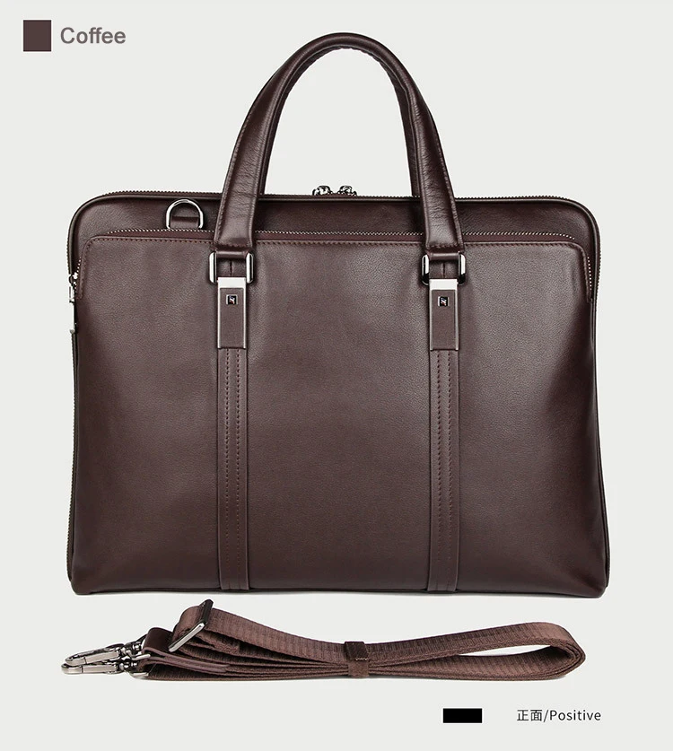 Luxury Genuine Leather Briefcase Men Leather Business Bag 15.6" Laptop Bag 14 Male Office Bag Document File Case Shoulder Bag