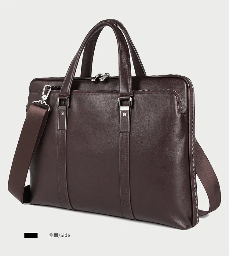 Luxury Genuine Leather Briefcase Men Leather Business Bag 15.6" Laptop Bag 14 Male Office Bag Document File Case Shoulder Bag